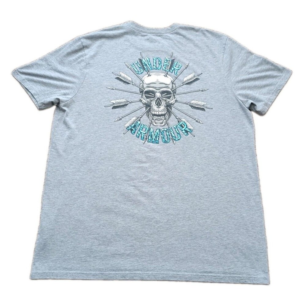 Under Armour HeatGear Men's L Gray Loose Short Sleeve Crew Neck Skull T-Shirt